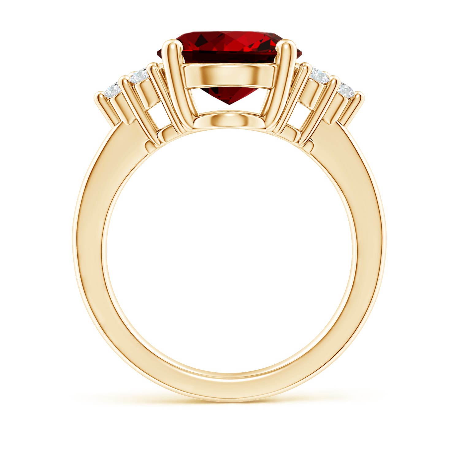 12x10mm Labgrown Lab-Grown Solitaire Oval Ruby and Lab Diamond Promise Ring in Yellow Gold