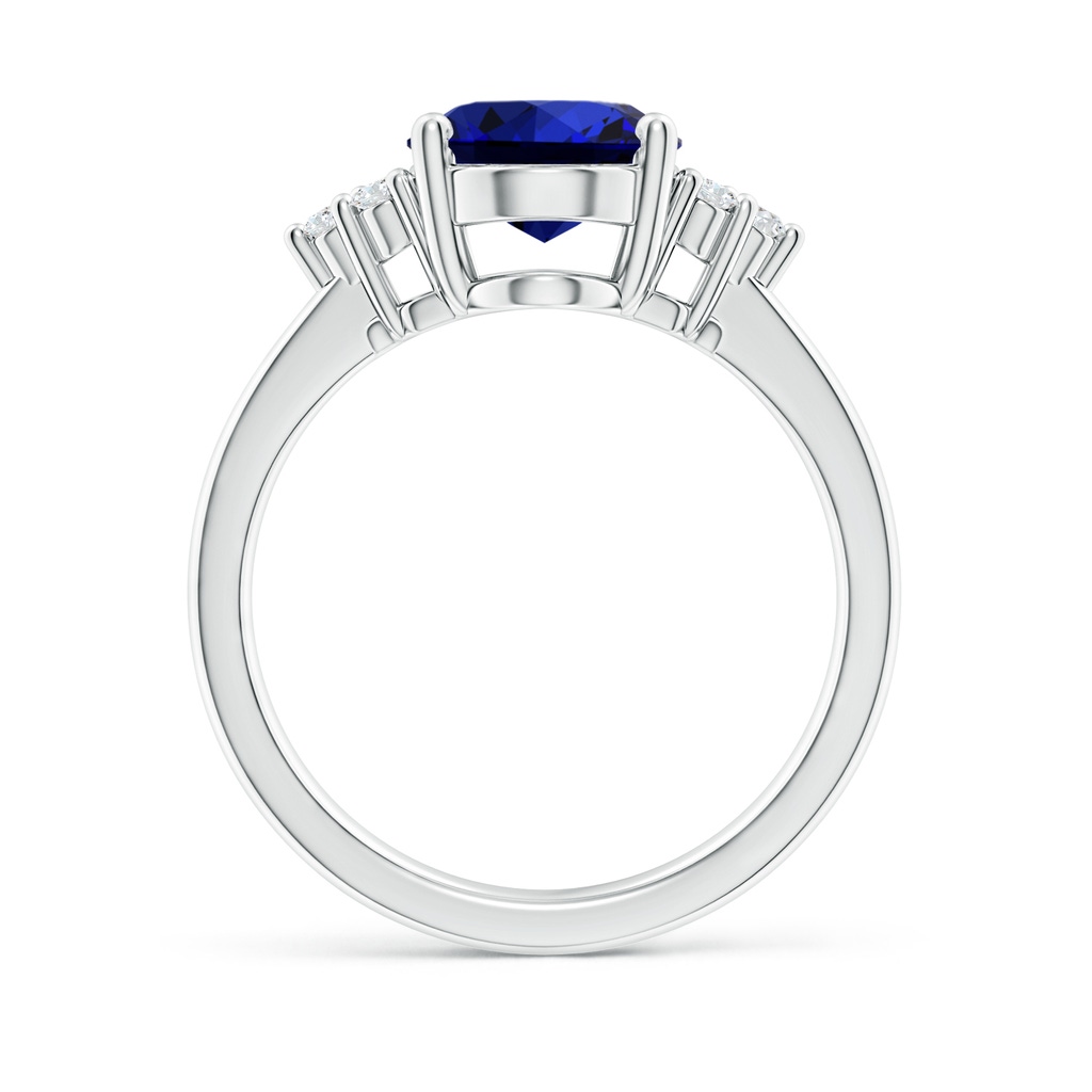 10x8mm Labgrown Lab-Grown Solitaire Oval Blue Sapphire and Diamond Promise Ring in P950 Platinum - side 199