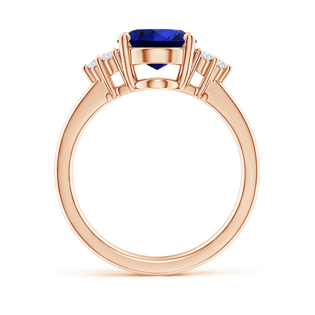10x8mm Labgrown Lab-Grown Solitaire Oval Blue Sapphire and Diamond Promise Ring in Rose Gold - side 199