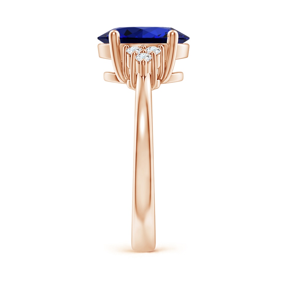 10x8mm Labgrown Lab-Grown Solitaire Oval Blue Sapphire and Diamond Promise Ring in Rose Gold side 299