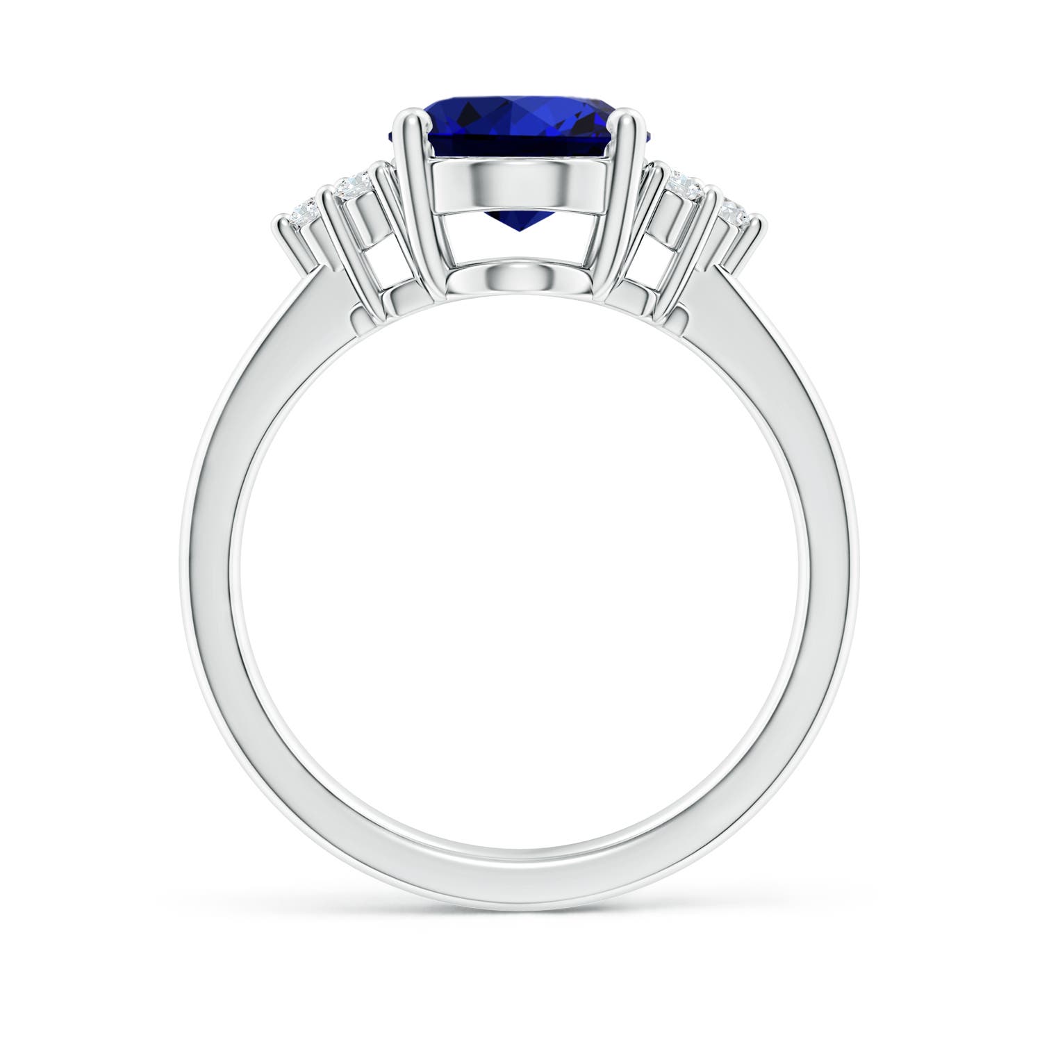 10x8mm Labgrown Lab-Grown Solitaire Oval Blue Sapphire and Diamond Promise Ring in White Gold