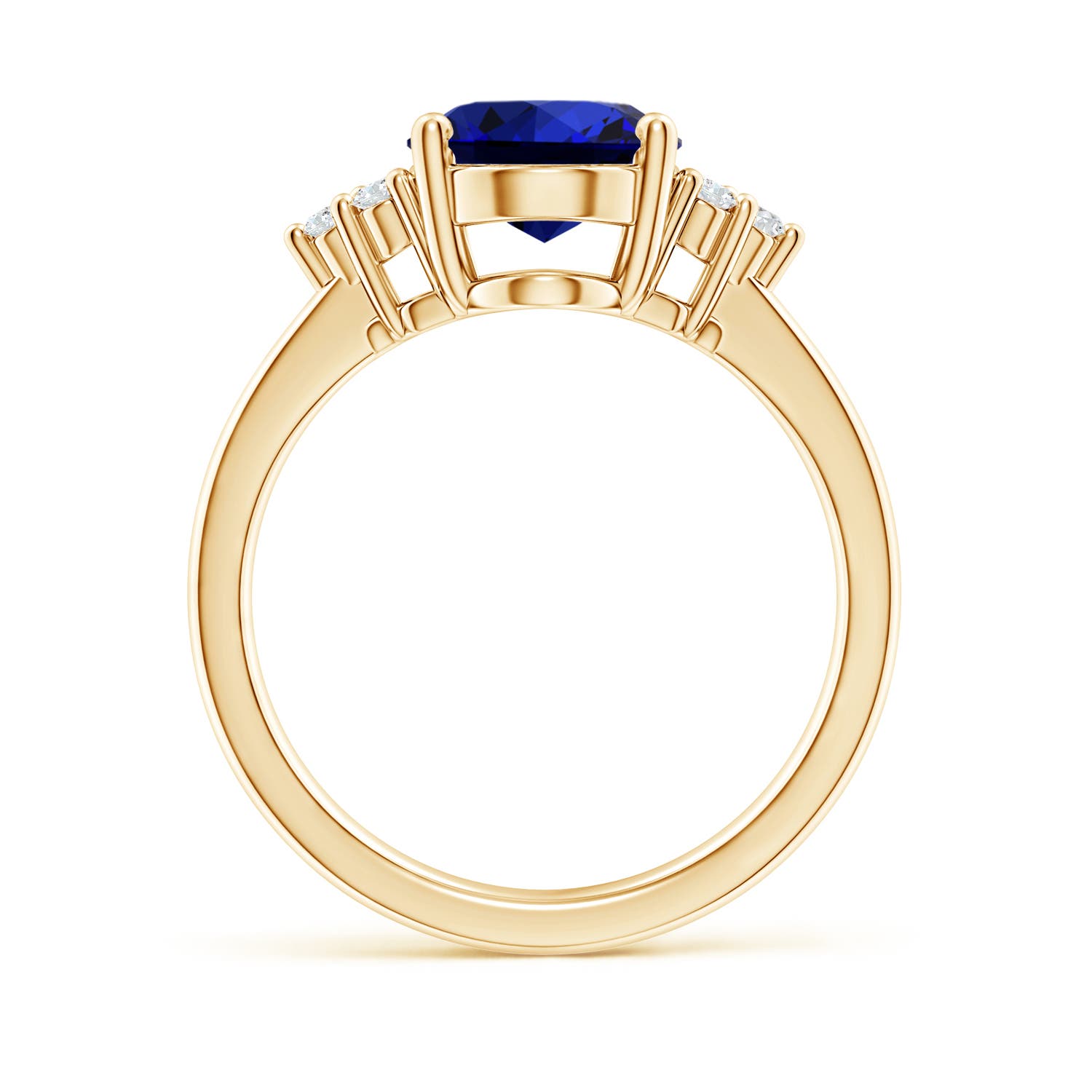 10x8mm Labgrown Lab-Grown Solitaire Oval Blue Sapphire and Diamond Promise Ring in Yellow Gold
