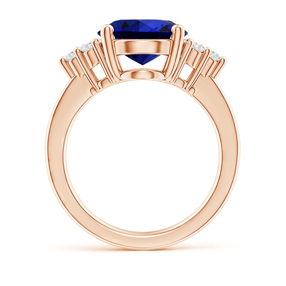 12x10mm Labgrown Lab-Grown Solitaire Oval Blue Sapphire and Diamond Promise Ring in Rose Gold side 199