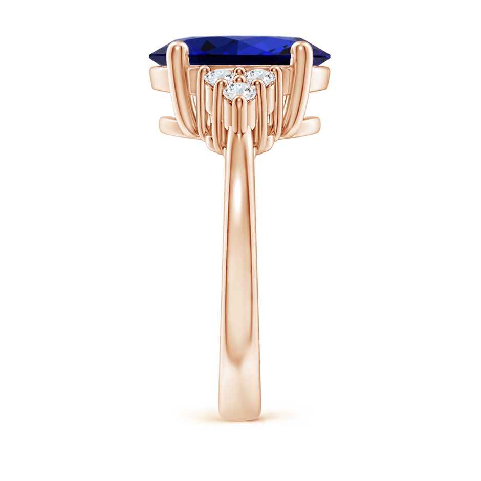 12x10mm Labgrown Lab-Grown Solitaire Oval Blue Sapphire and Diamond Promise Ring in Rose Gold side 299