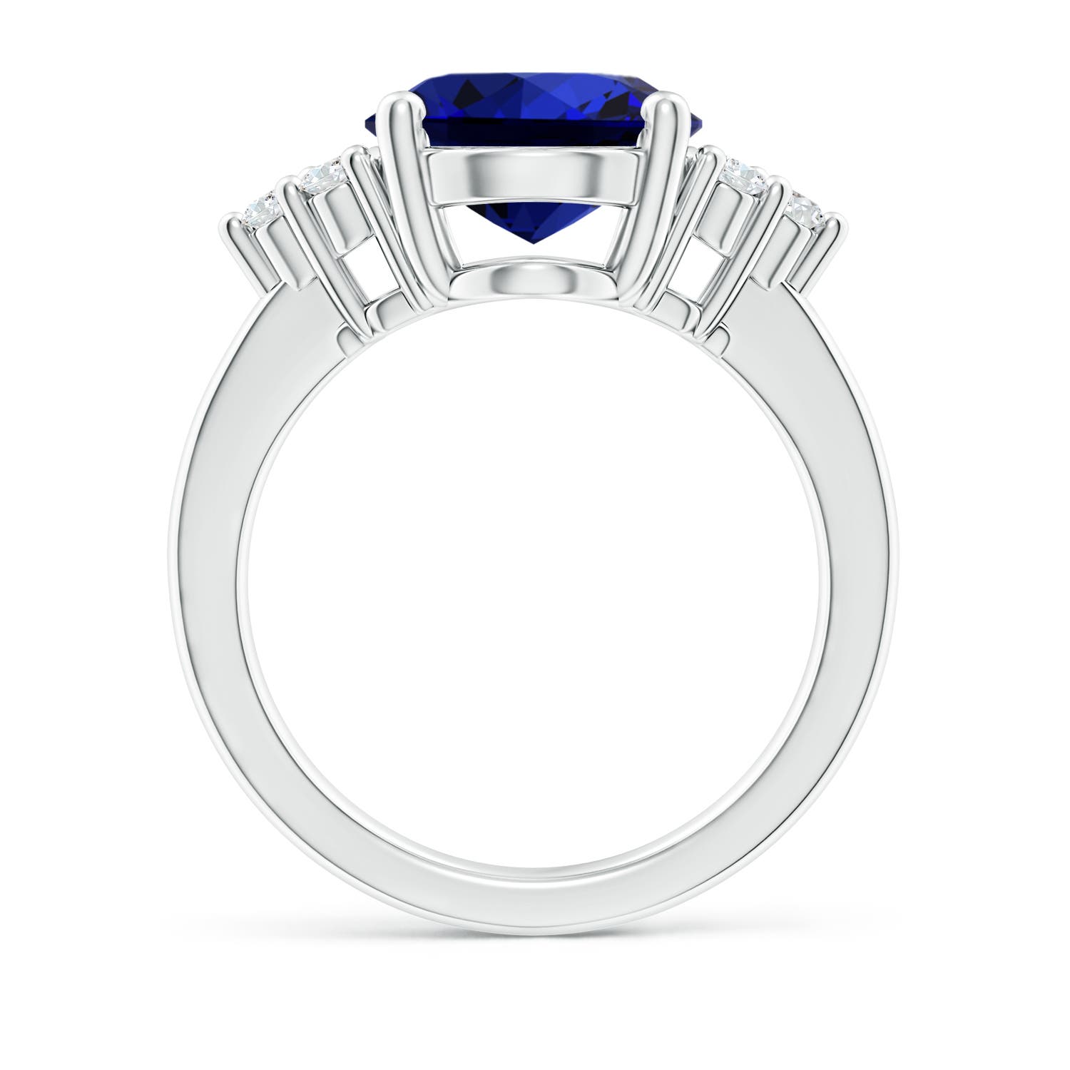 12x10mm Labgrown Lab-Grown Solitaire Oval Blue Sapphire and Diamond Promise Ring in White Gold
