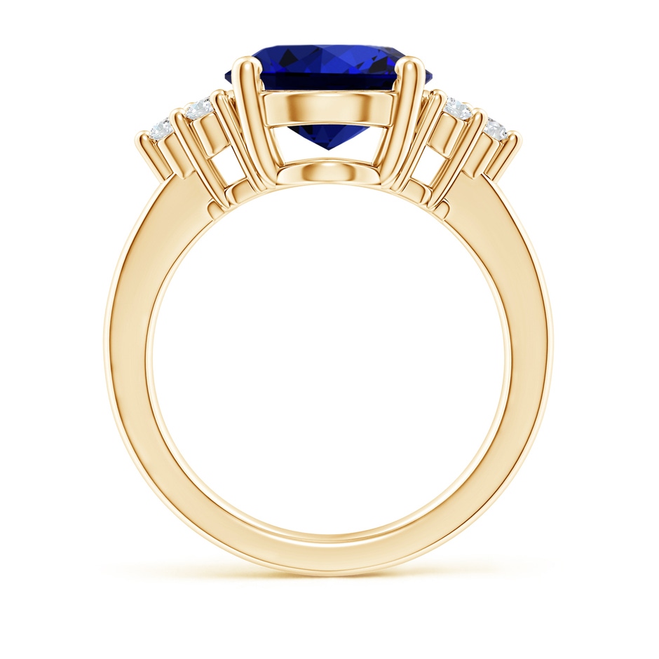 12x10mm Labgrown Lab-Grown Solitaire Oval Blue Sapphire and Diamond Promise Ring in Yellow Gold side 199