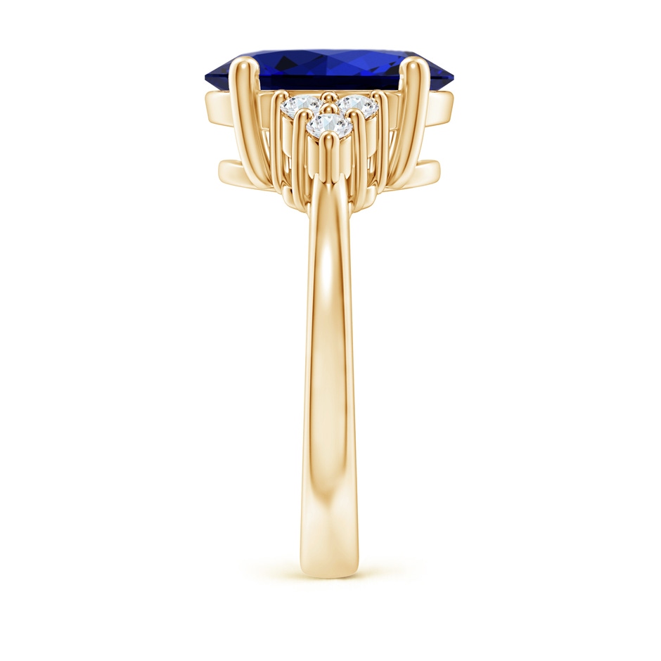 12x10mm Labgrown Lab-Grown Solitaire Oval Blue Sapphire and Diamond Promise Ring in Yellow Gold side 299