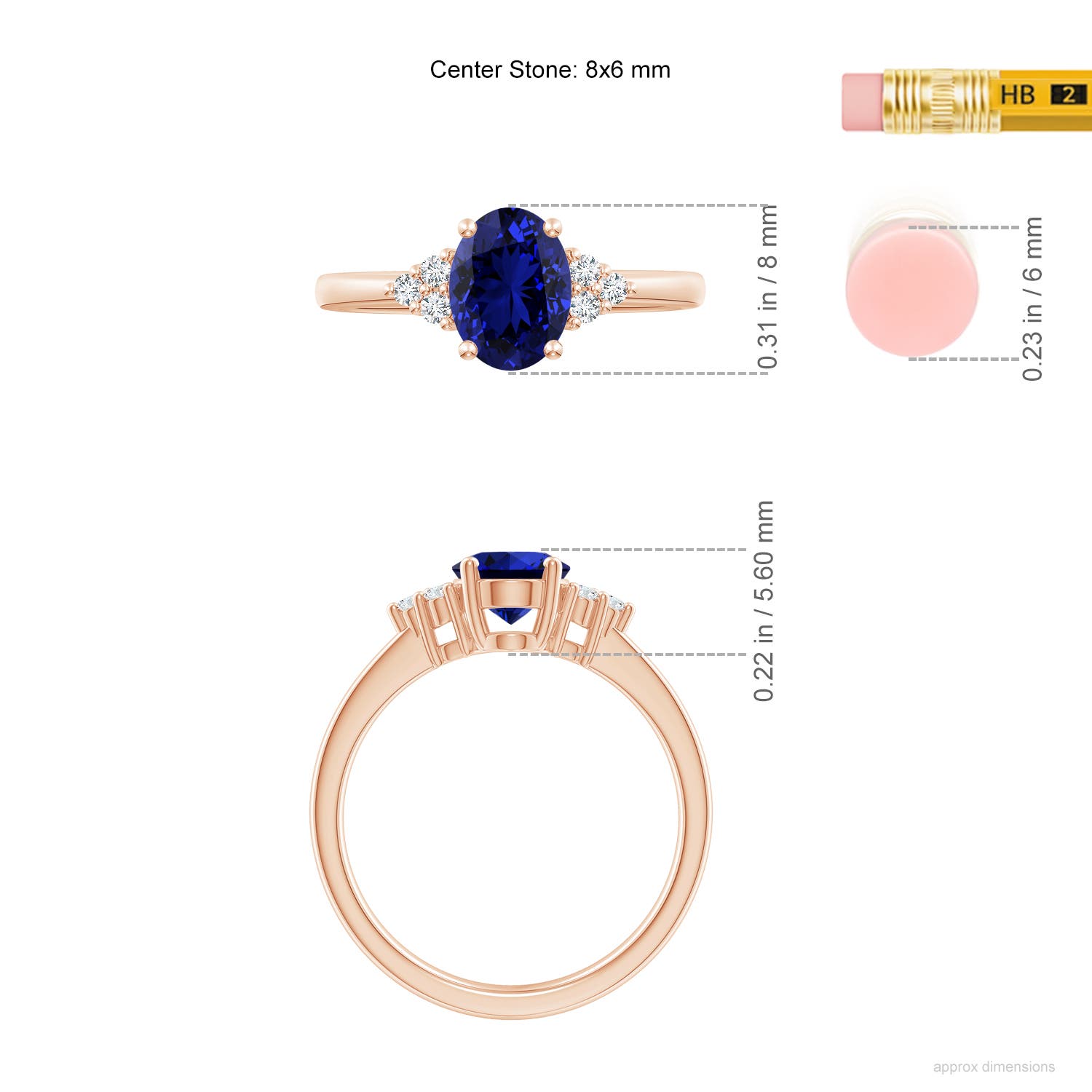 Premium - Lab-Grown Blue Sapphire / 1.66 CT / 14 KT Rose Gold