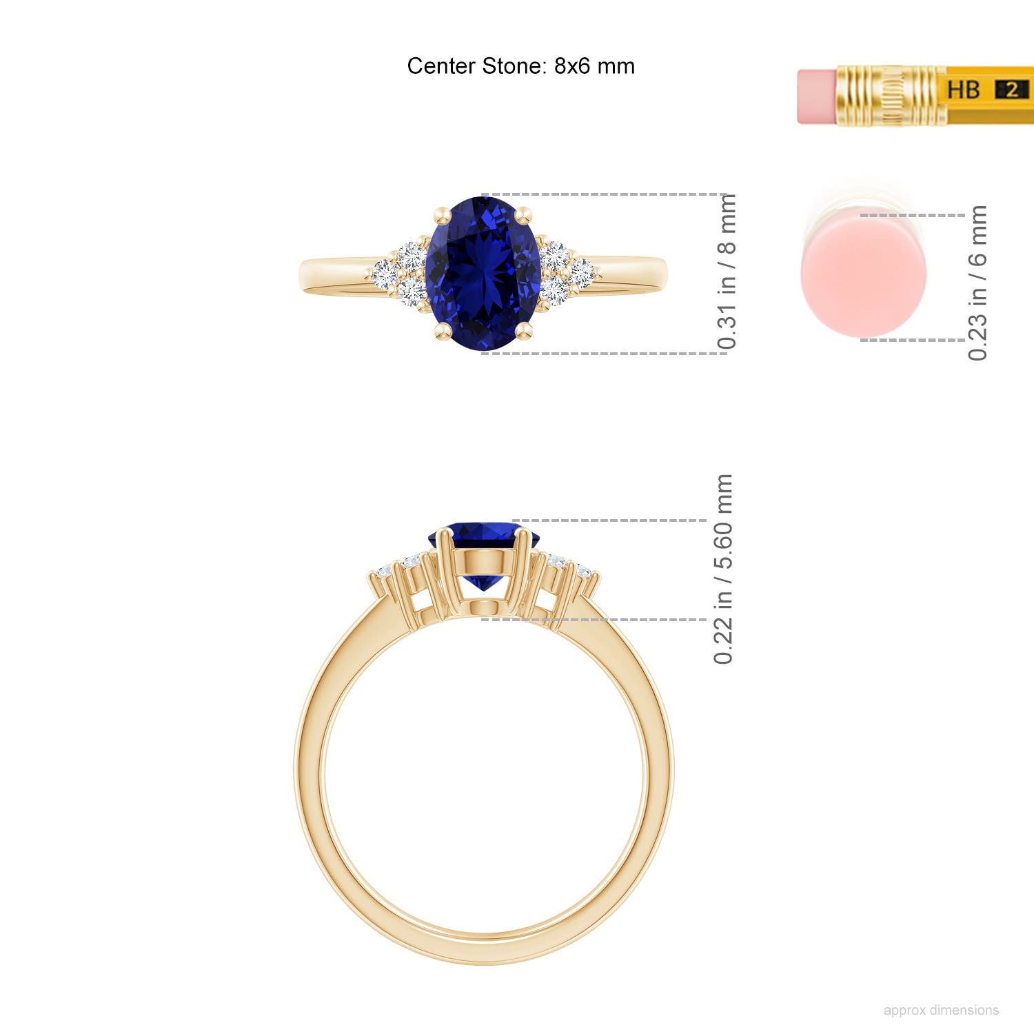 Premium - Lab-Grown Blue Sapphire / 1.66 CT / 14 KT Yellow Gold