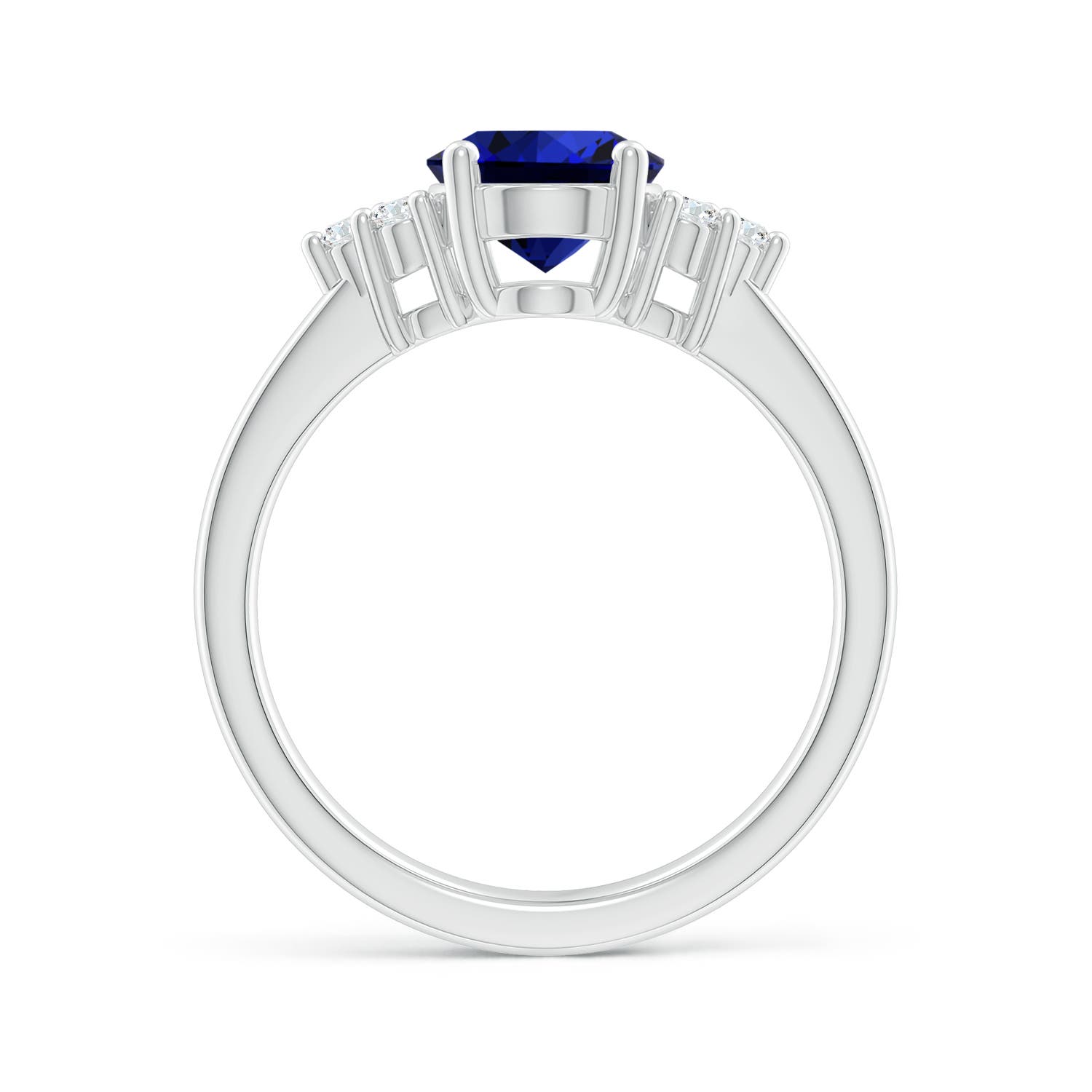 9x7mm Labgrown Lab-Grown Solitaire Oval Blue Sapphire and Diamond Promise Ring in P950 Platinum - side 3