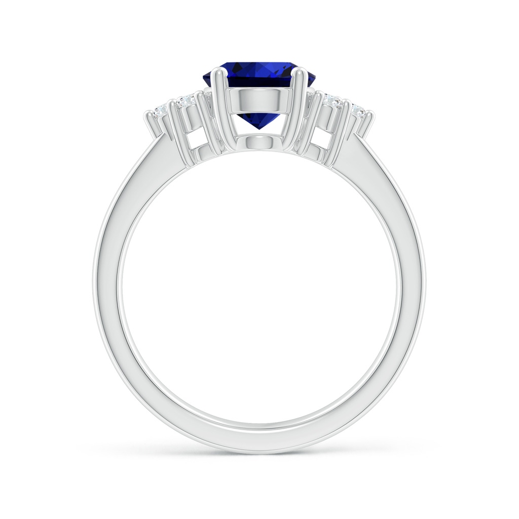 9x7mm Labgrown Lab-Grown Solitaire Oval Blue Sapphire and Diamond Promise Ring in P950 Platinum - side 199