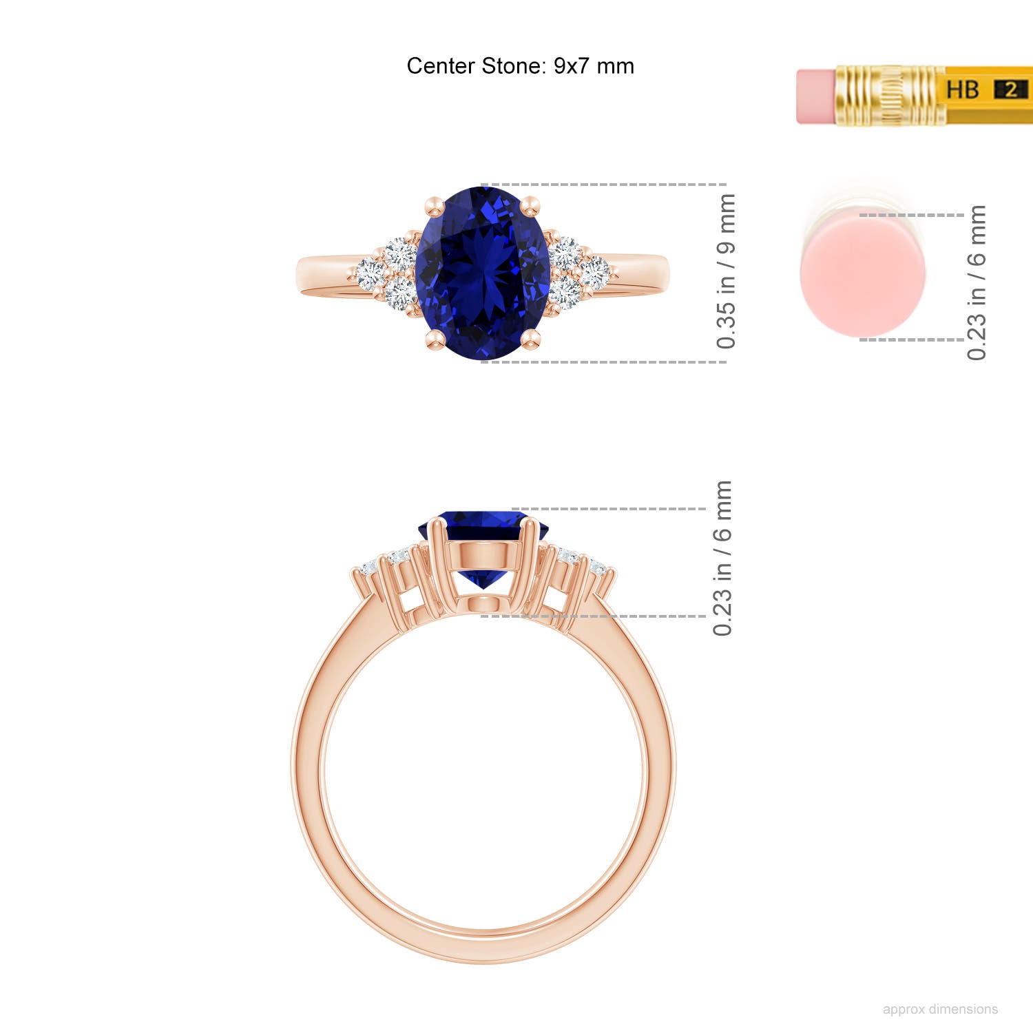 Premium - Lab-Grown Blue Sapphire / 2.15 CT / 14 KT Rose Gold