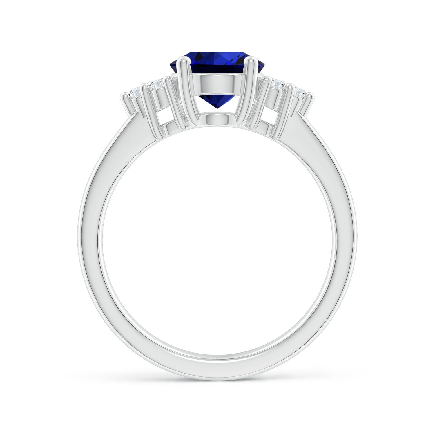 Premium - Lab-Grown Blue Sapphire / 2.15 CT / 14 KT White Gold