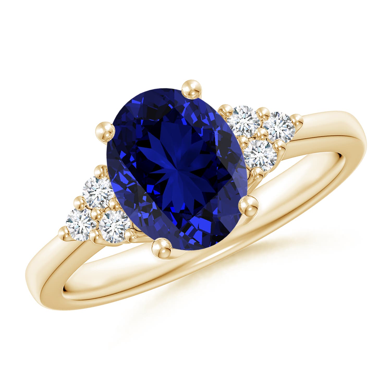 Premium - Lab-Grown Blue Sapphire / 2.15 CT / 14 KT Yellow Gold