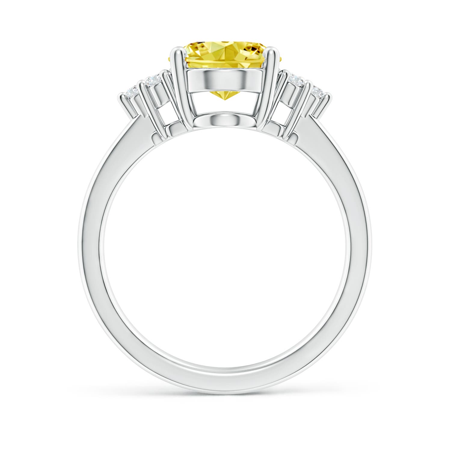 10x8mm Labgrown Solitaire Oval Lab-Grown Fancy Intense Yellow and White Diamond Promise Ring in 18K White Gold