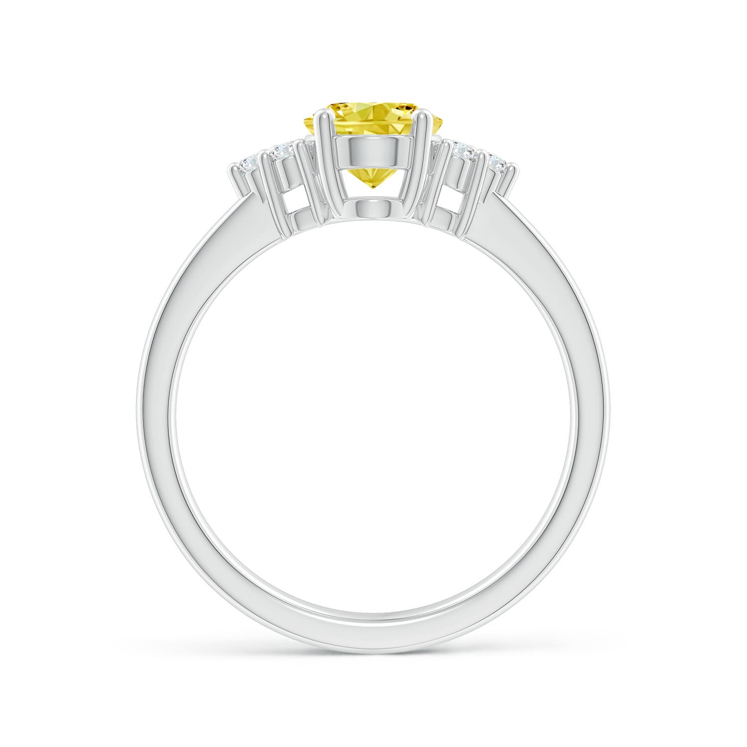 8x6mm Labgrown Solitaire Oval Lab-Grown Fancy Intense Yellow and White Diamond Promise Ring in 18K White Gold