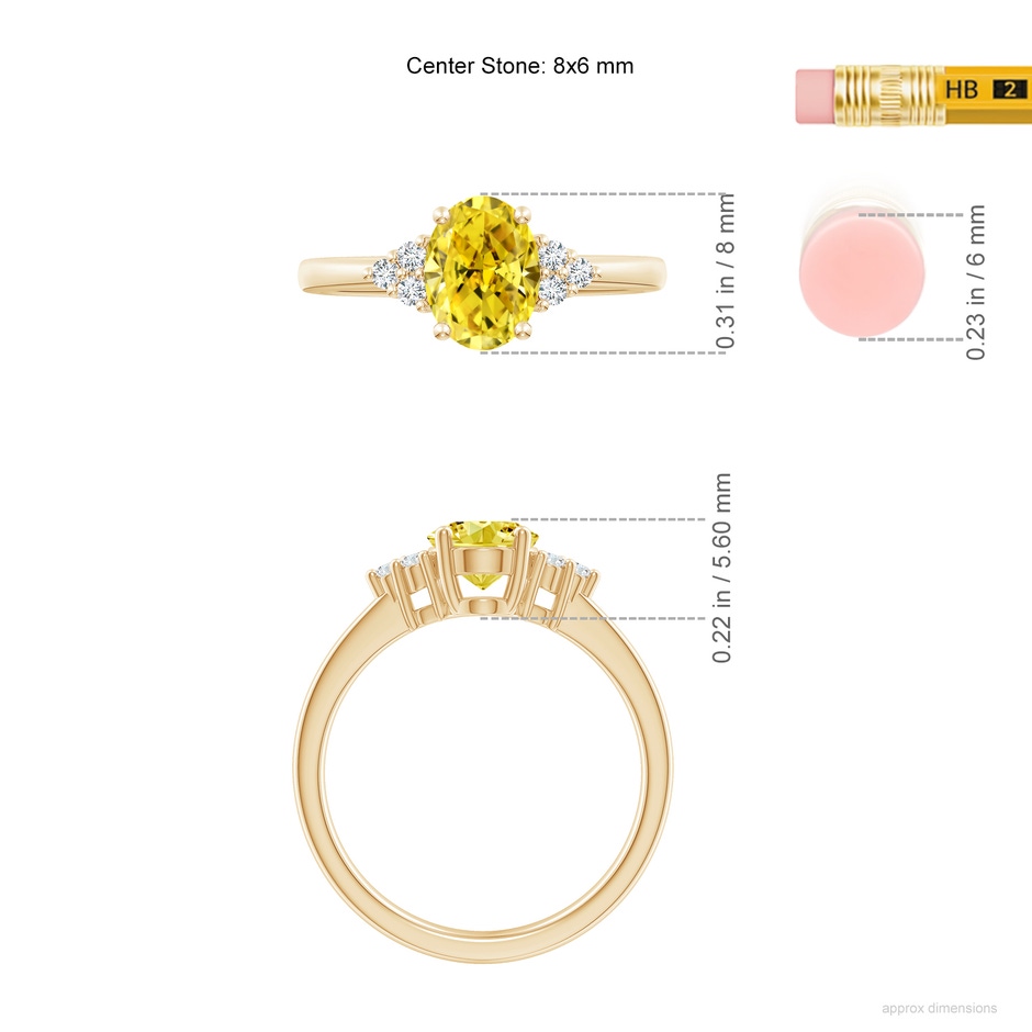 8x6mm Labgrown Solitaire Oval Lab-Grown Fancy Intense Yellow and White Diamond Promise Ring in Yellow Gold ruler