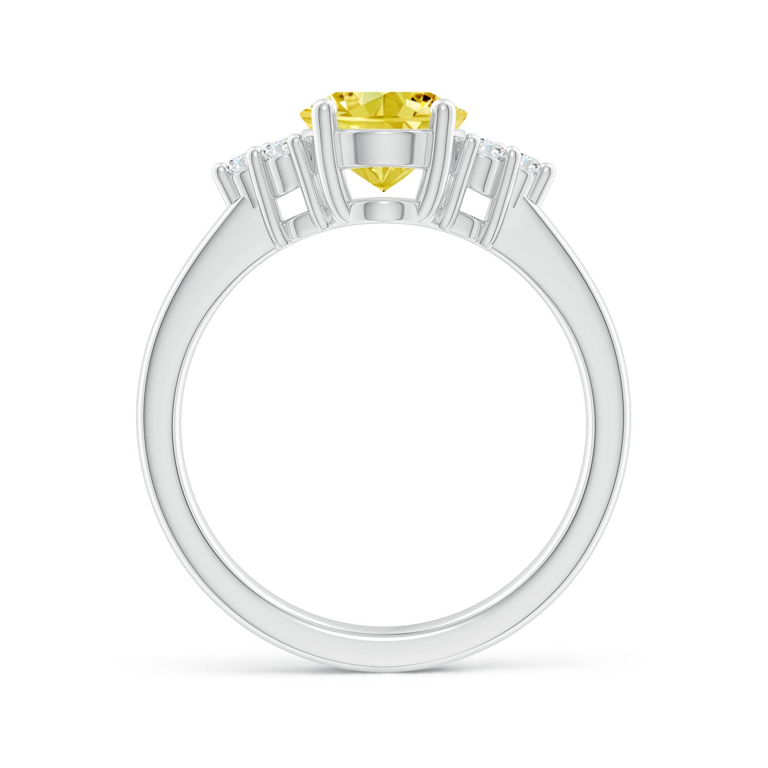 9x7mm Labgrown Solitaire Oval Lab-Grown Fancy Intense Yellow and White Diamond Promise Ring in White Gold - side 2