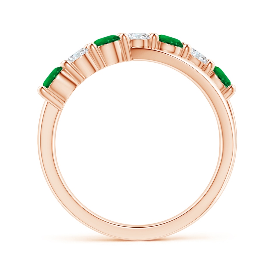 3.5mm Labgrown Lab-Grown Round Emerald and Diamond Crossover Ring in 18K Rose Gold side 199