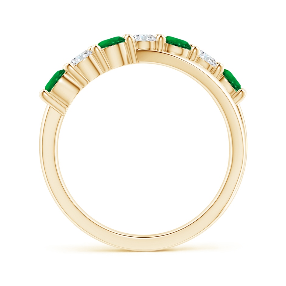 3.5mm Labgrown Lab-Grown Round Emerald and Diamond Crossover Ring in 18K Yellow Gold side 199
