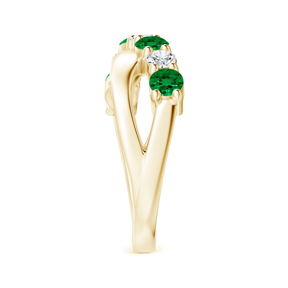 3.5mm Labgrown Lab-Grown Round Emerald and Diamond Crossover Ring in 18K Yellow Gold side 299
