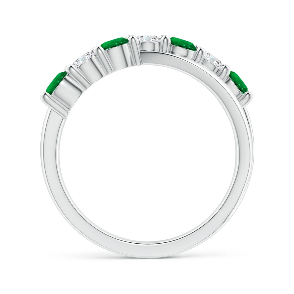 3.5mm Labgrown Lab-Grown Round Emerald and Diamond Crossover Ring in P950 Platinum side 199