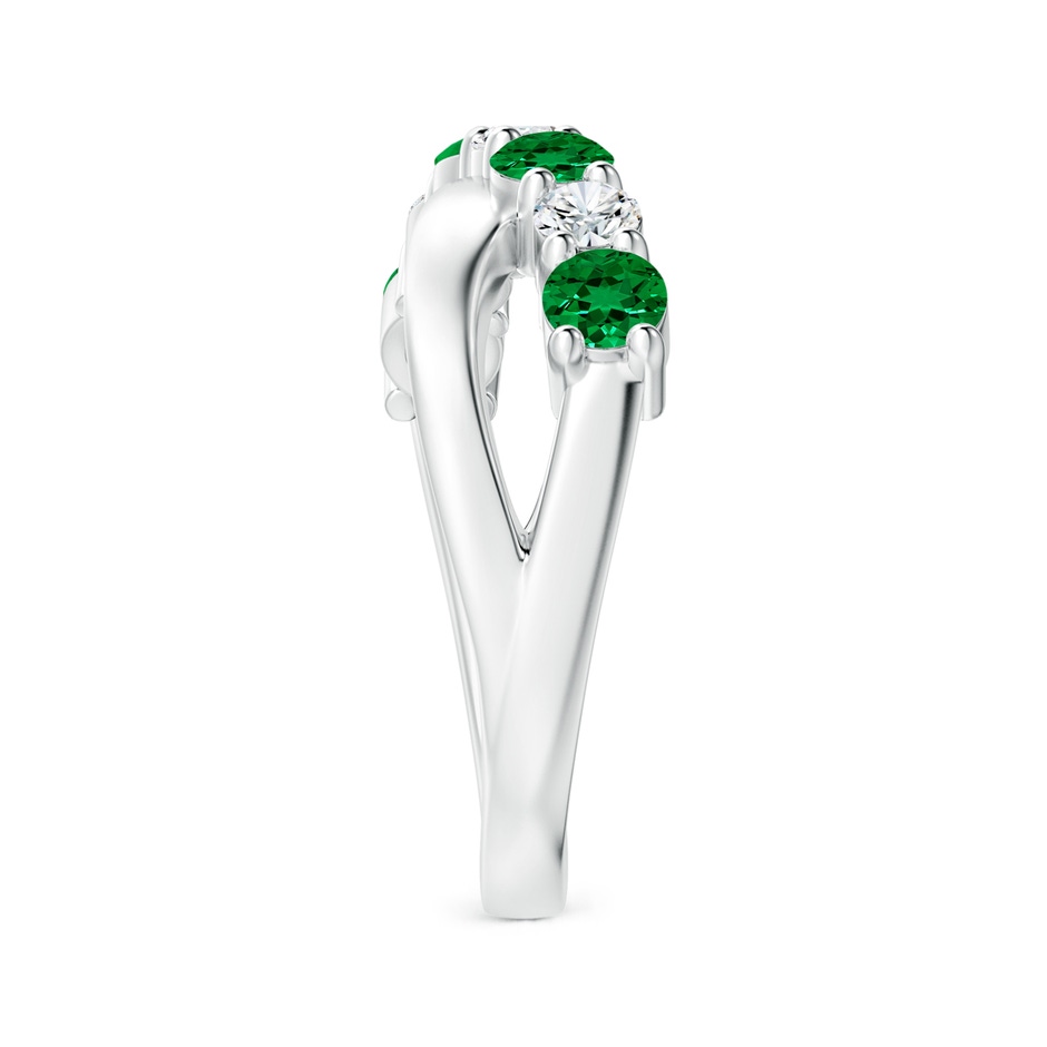 3.5mm Labgrown Lab-Grown Round Emerald and Diamond Crossover Ring in White Gold side 299