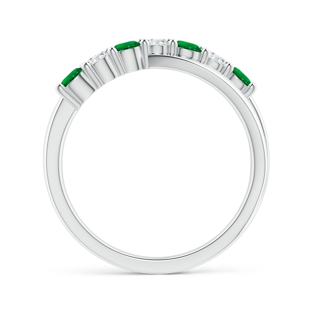 3mm Labgrown Lab-Grown Round Emerald and Diamond Crossover Ring in White Gold - side 199
