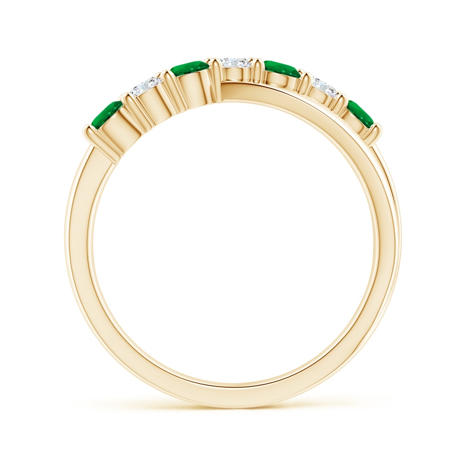 3mm Labgrown Lab-Grown Round Emerald and Diamond Crossover Ring in Yellow Gold side 199