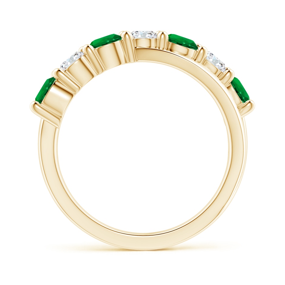 4mm Labgrown Lab-Grown Round Emerald and Diamond Crossover Ring in 18K Yellow Gold side 199