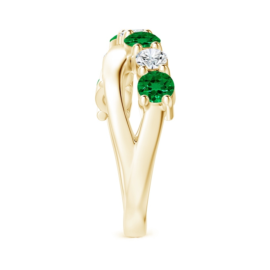 4mm Labgrown Lab-Grown Round Emerald and Diamond Crossover Ring in 18K Yellow Gold side 299