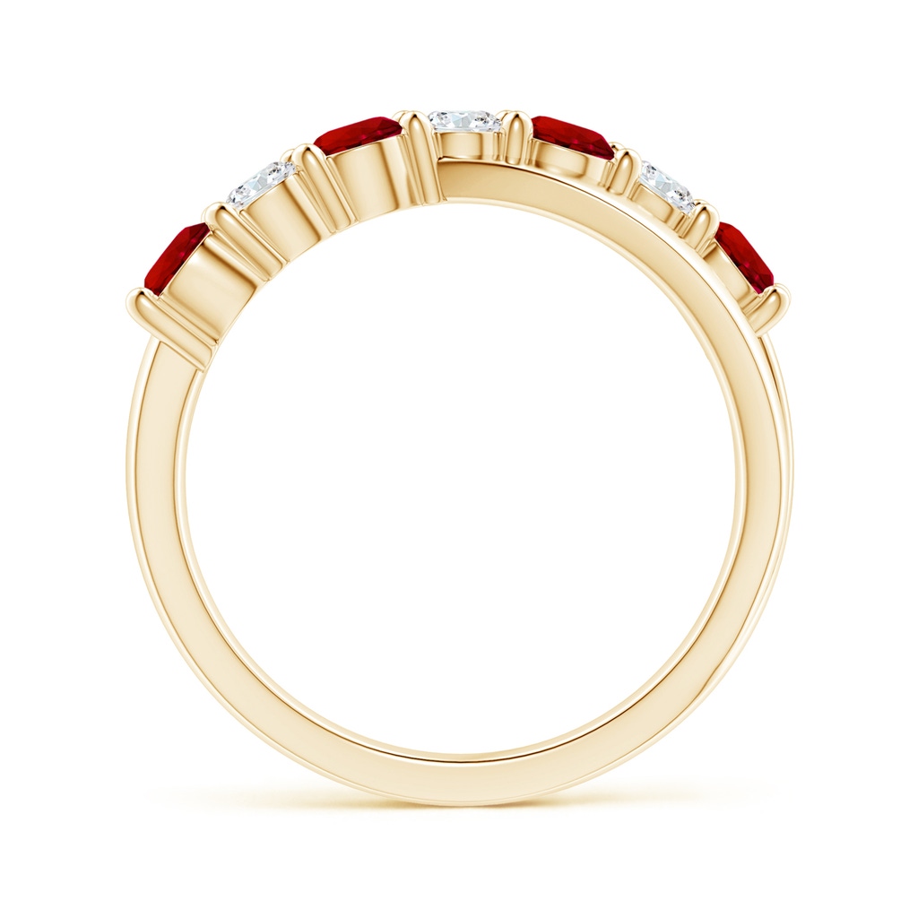 3.5mm Labgrown Lab-Grown Round Ruby and Diamond Crossover Ring in Yellow Gold - side 199