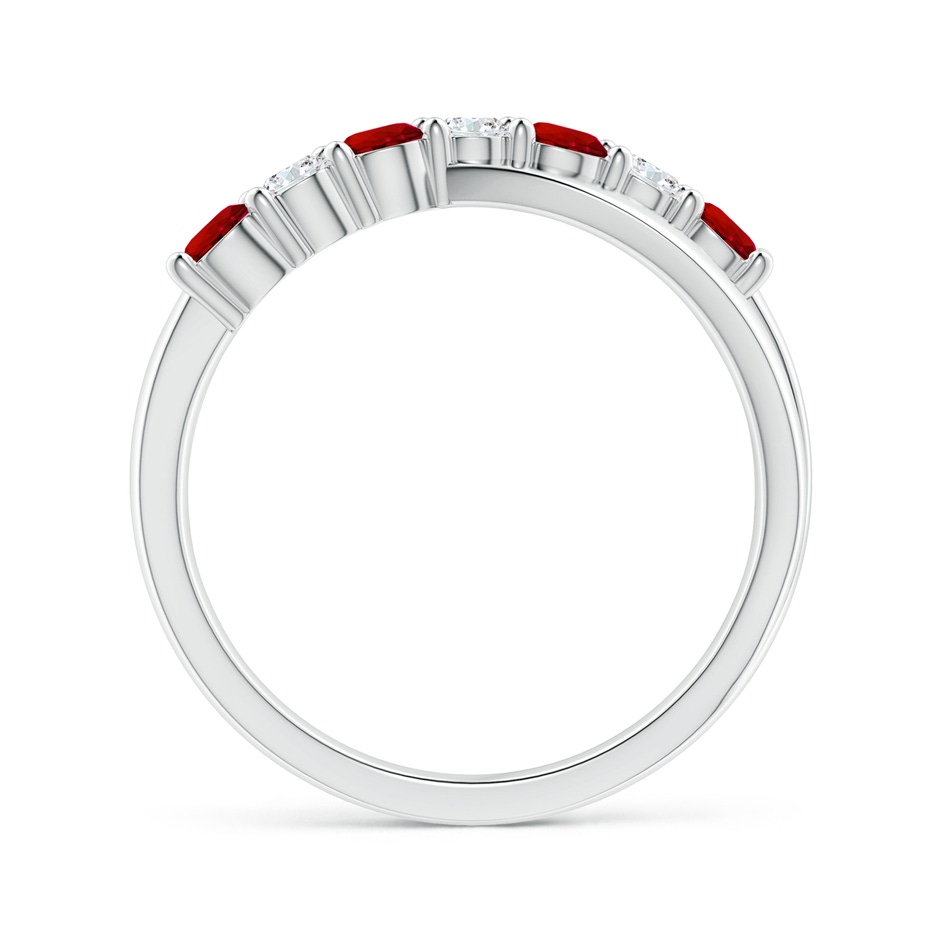 3mm Labgrown Lab-Grown Round Ruby and Diamond Crossover Ring in P950 Platinum side 199