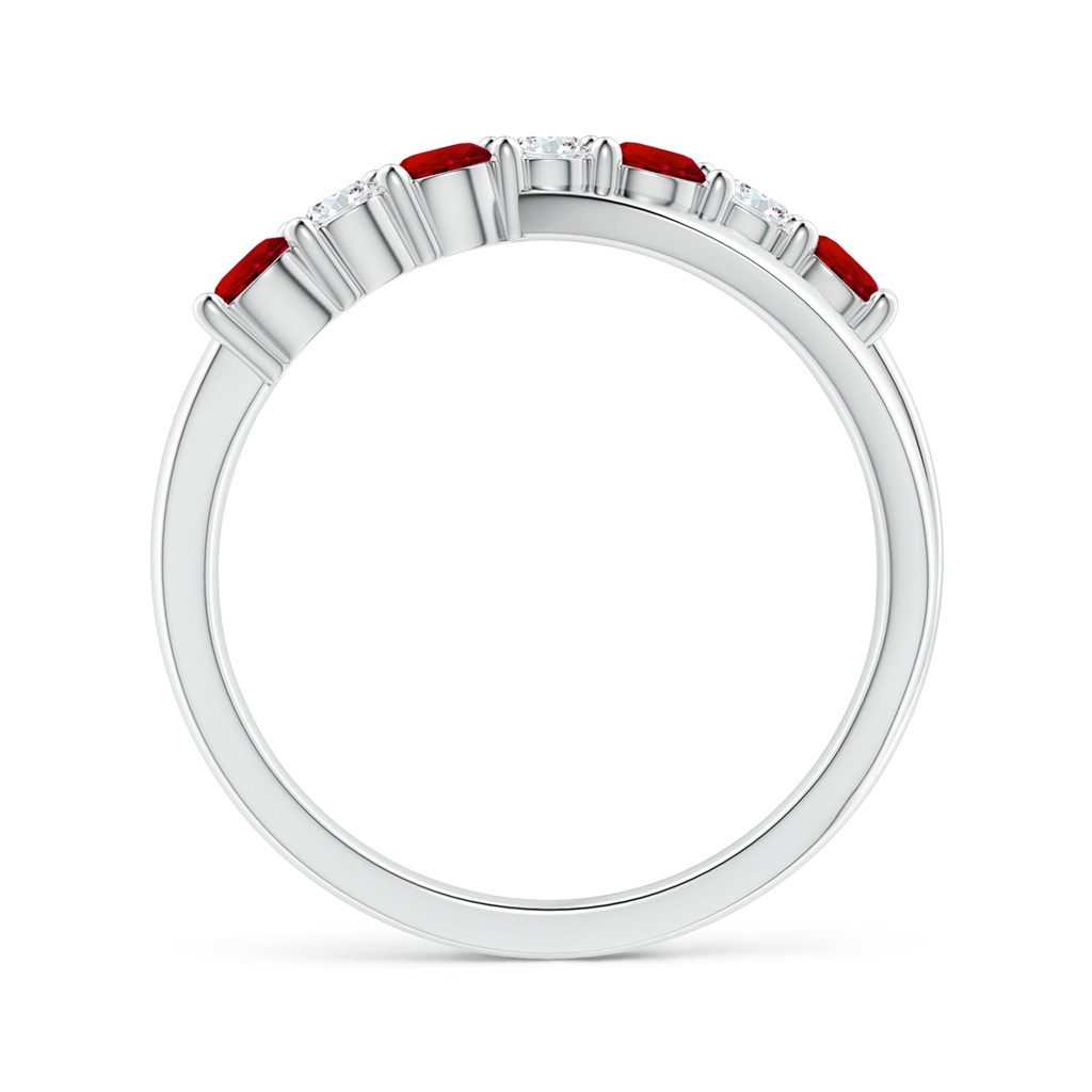 3mm Labgrown Lab-Grown Round Ruby and Diamond Crossover Ring in White Gold Side 199