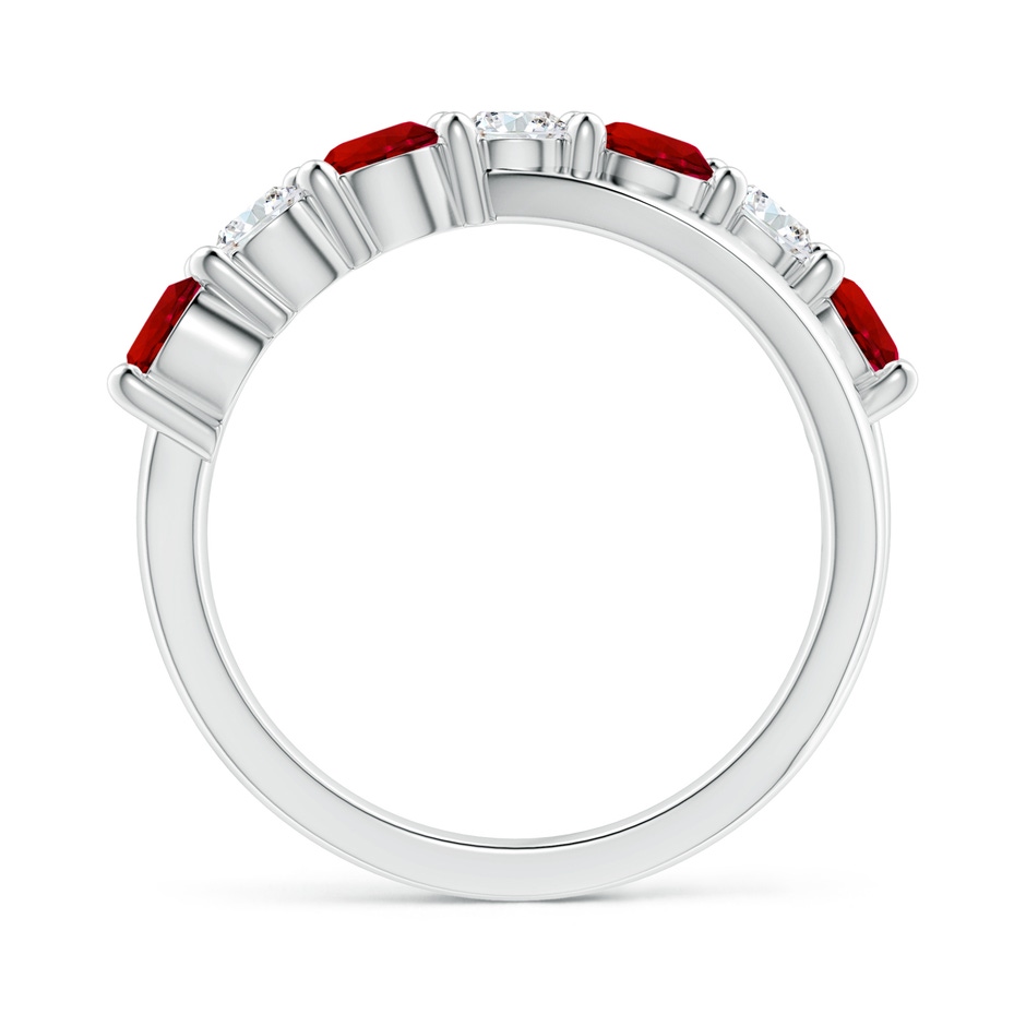 4mm Labgrown Lab-Grown Round Ruby and Diamond Crossover Ring in P950 Platinum side 199