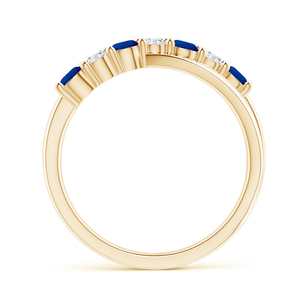 3mm Labgrown Lab-Grown Round Blue Sapphire and Diamond Crossover Ring in Yellow Gold Side 199