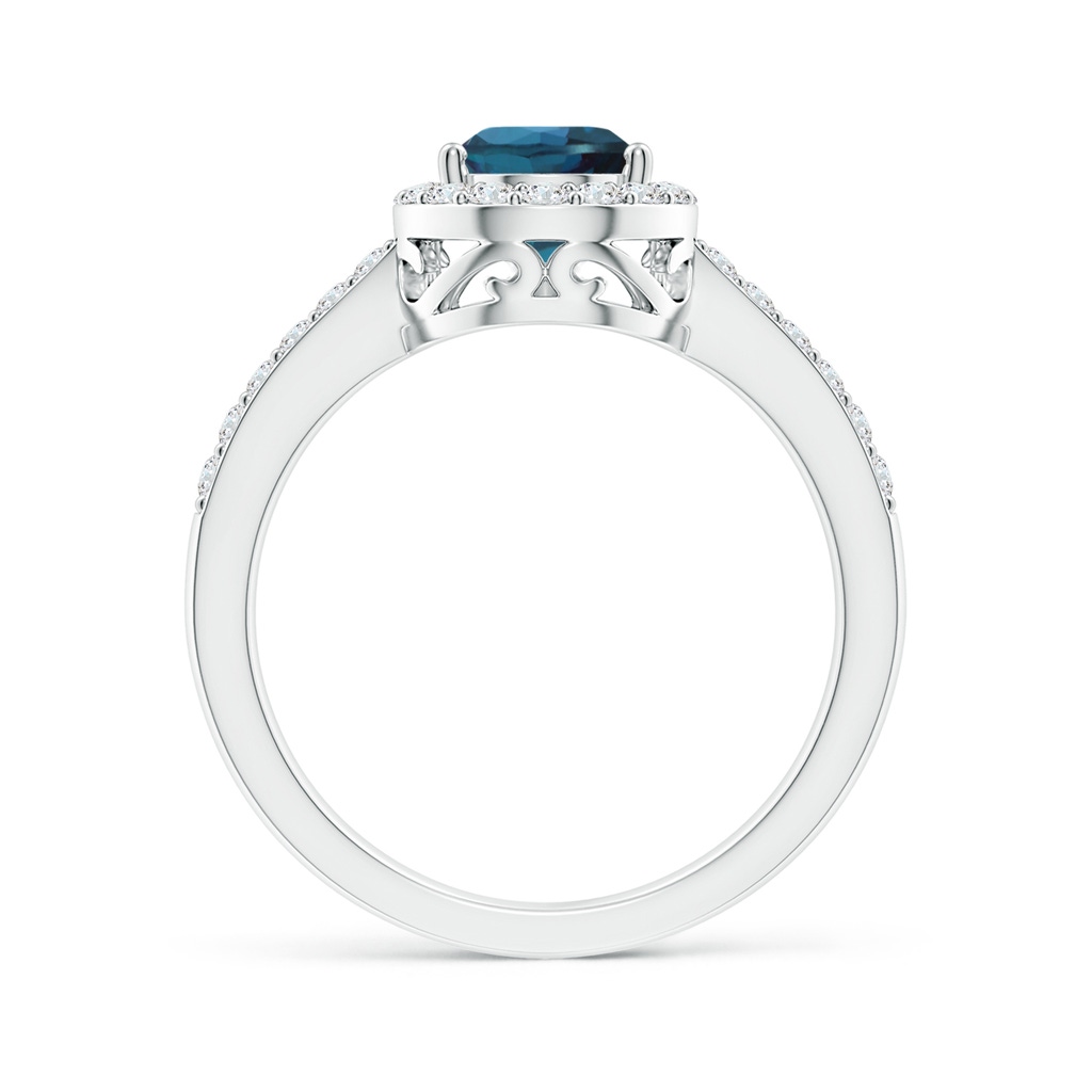 9x6mm Labgrown Pear Lab-Grown Alexandrite Ring with Diamond Halo in White Gold - side 199