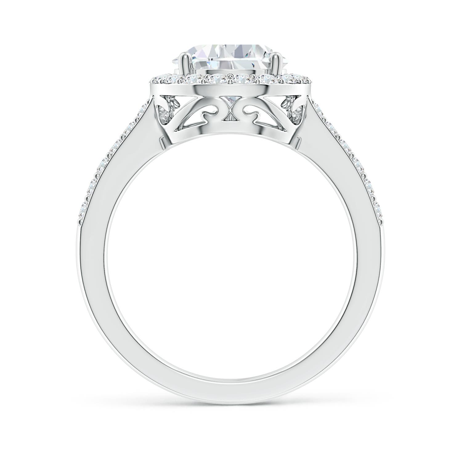 12x8mm FGVS Lab-Grown Pear Diamond Ring with Halo in 18K White Gold