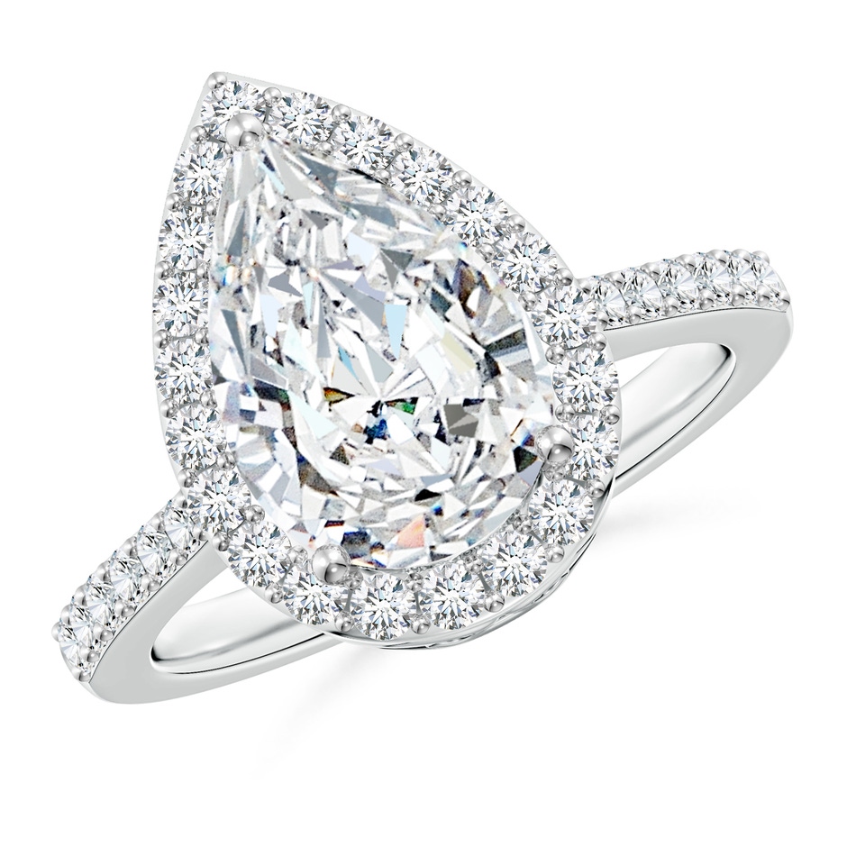 12x8mm FGVS Lab-Grown Pear Diamond Ring with Halo in White Gold 