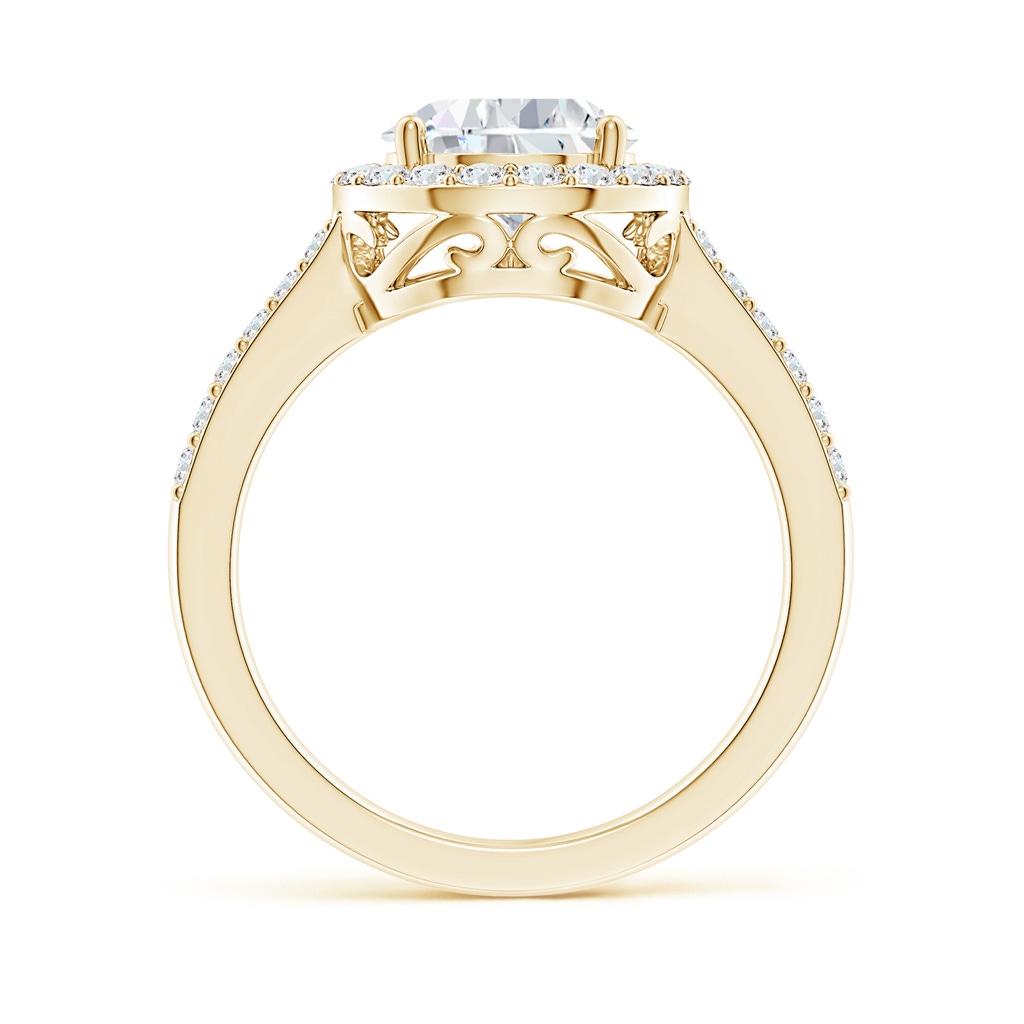 12x8mm FGVS Lab-Grown Pear Diamond Ring with Halo in Yellow Gold - side 199