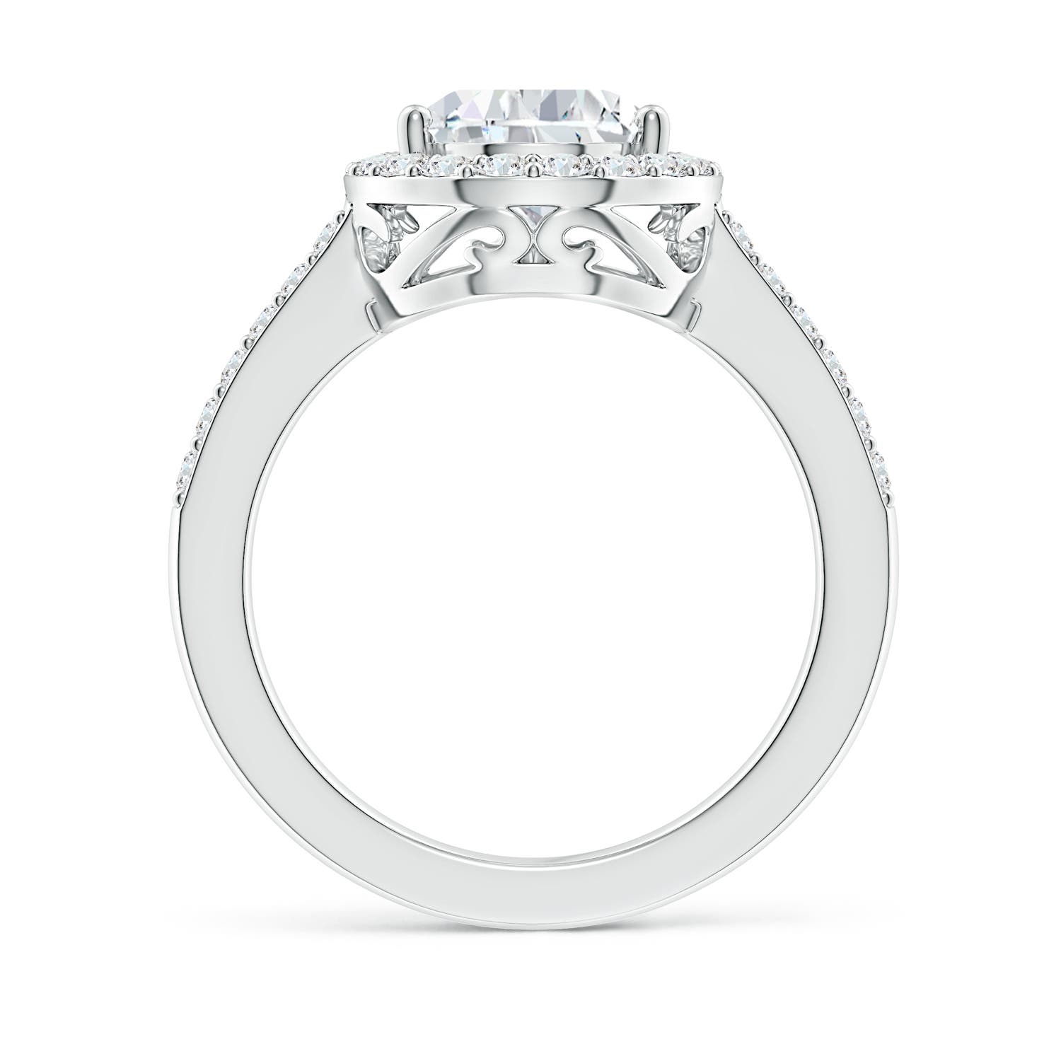 14x8mm FGVS Lab-Grown Pear Diamond Ring with Halo in 18K White Gold