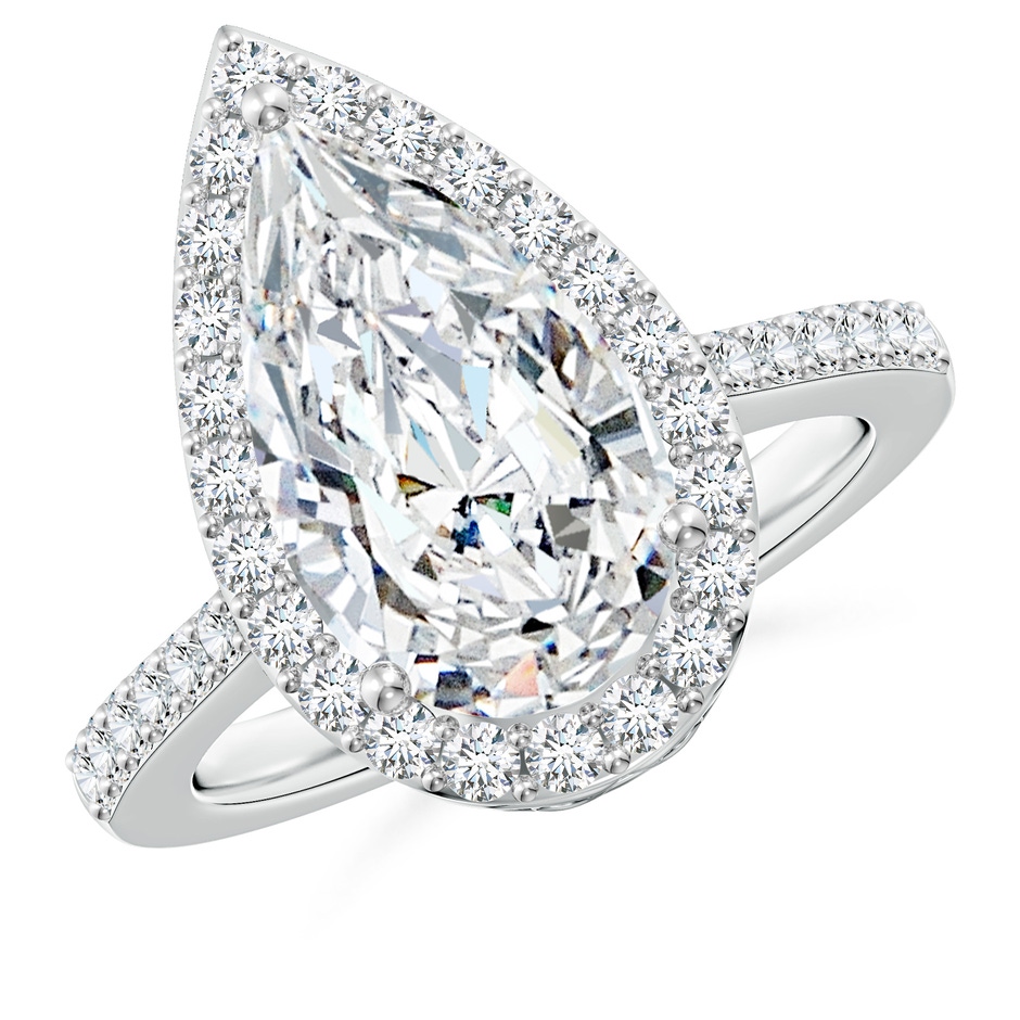 14x8mm FGVS Lab-Grown Pear Diamond Ring with Halo in White Gold 