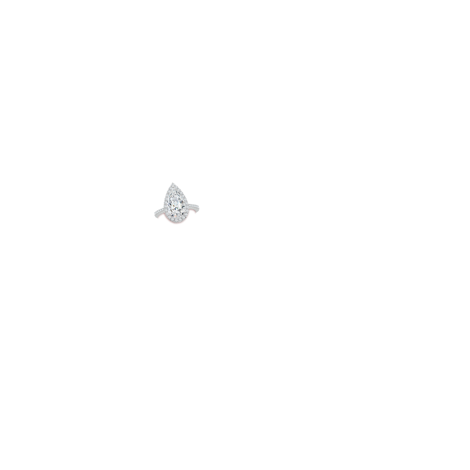 14x8mm FGVS Lab-Grown Pear Diamond Ring with Halo in White Gold hand