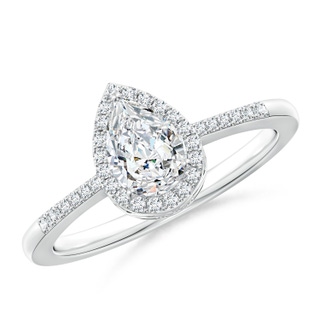 7x5mm FGVS Lab-Grown Pear Diamond Ring with Halo in P950 Platinum