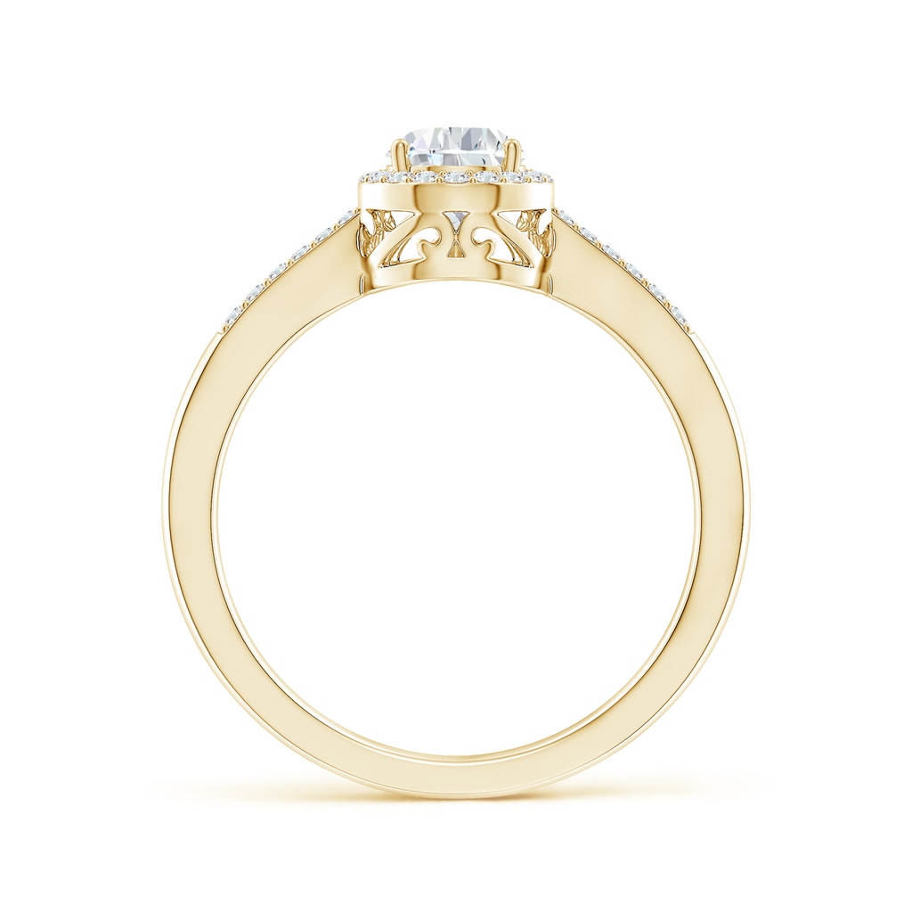 7x5mm FGVS Lab-Grown Pear Diamond Ring with Halo in Yellow Gold Side 199