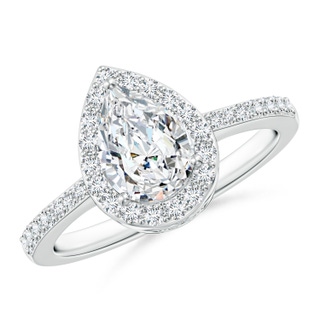 8x5mm FGVS Lab-Grown Pear Diamond Ring with Halo in P950 Platinum