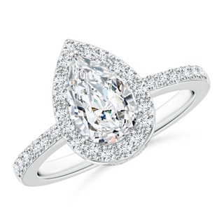 9x6mm FGVS Lab-Grown Pear Diamond Ring with Halo in P950 Platinum