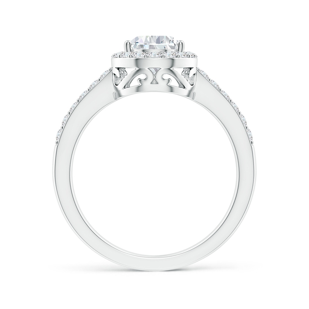 9x6mm FGVS Lab-Grown Pear Diamond Ring with Halo in P950 Platinum Side 199