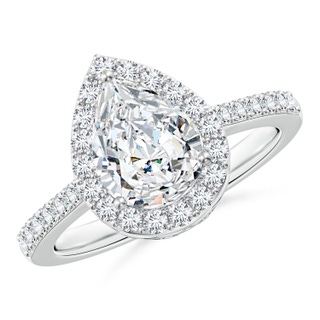 9x7mm FGVS Lab-Grown Pear Diamond Ring with Halo in P950 Platinum