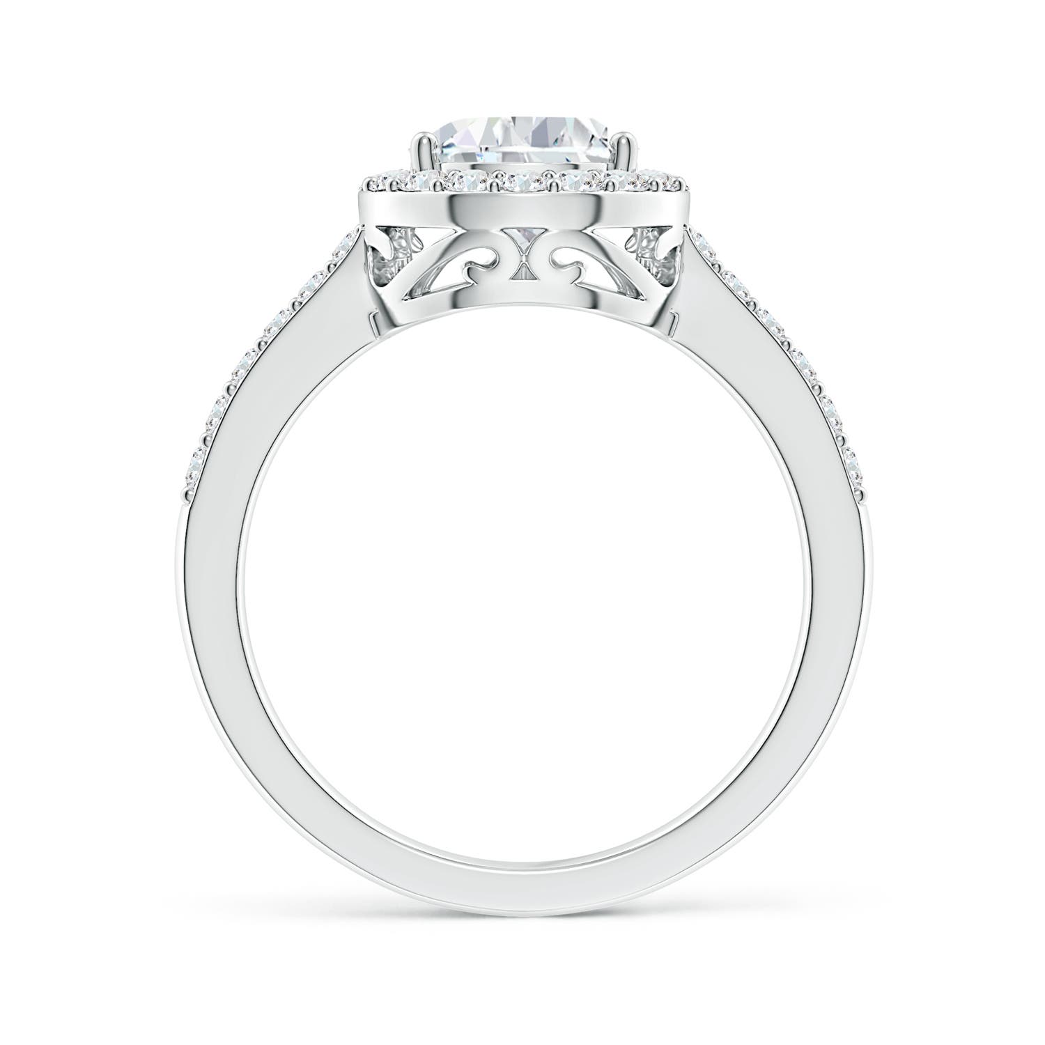 9x7mm FGVS Lab-Grown Pear Diamond Ring with Halo in White Gold - side 3